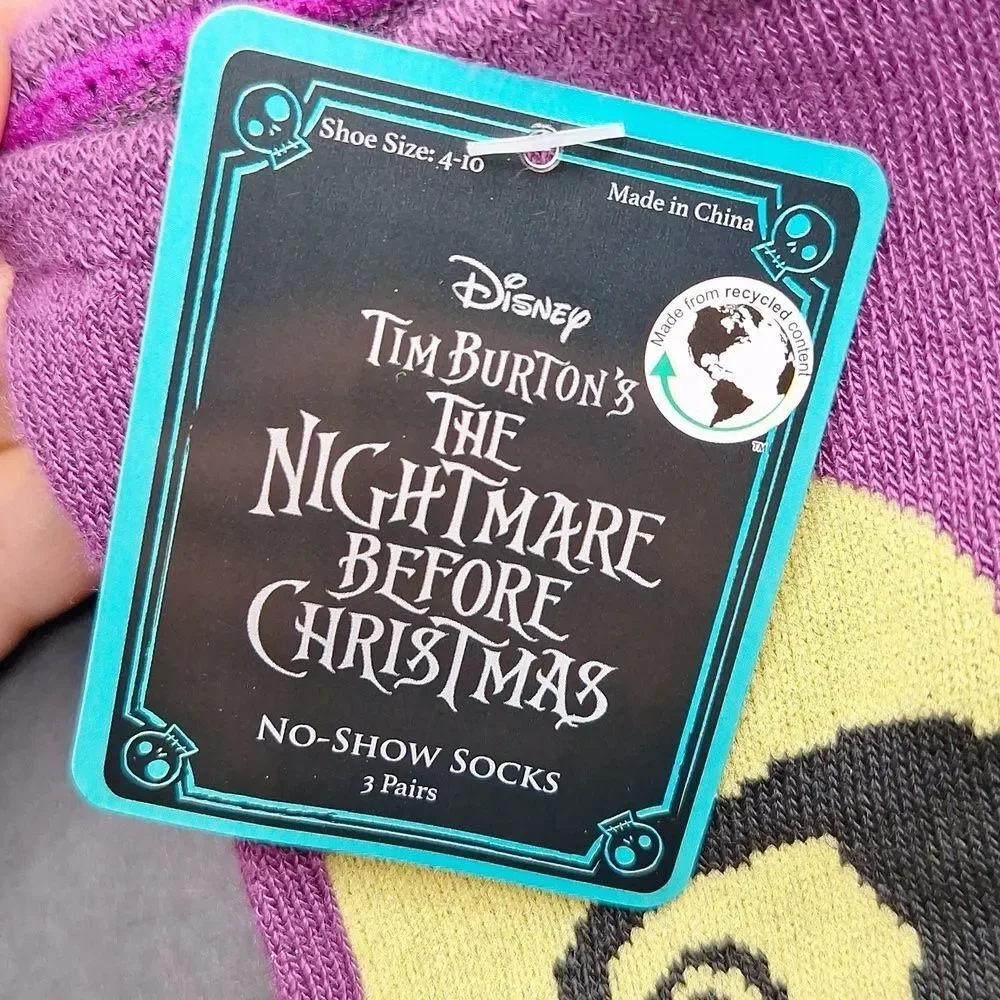 Nightmare Before Christmas Women's No Show Socks 3 pair